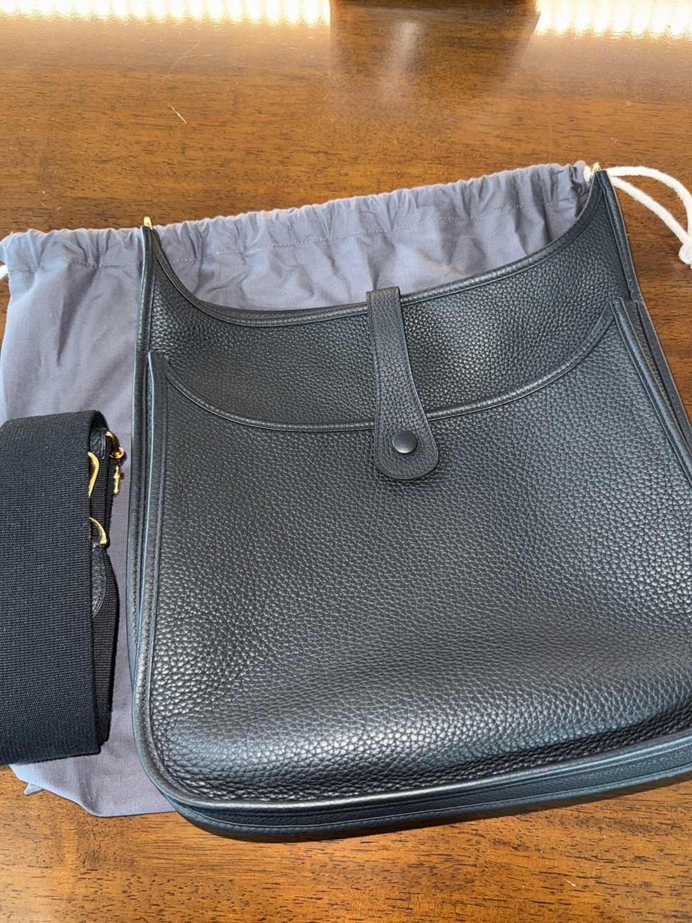 Hermes Evelyne III GM /33 Black Clemence leather crossbody